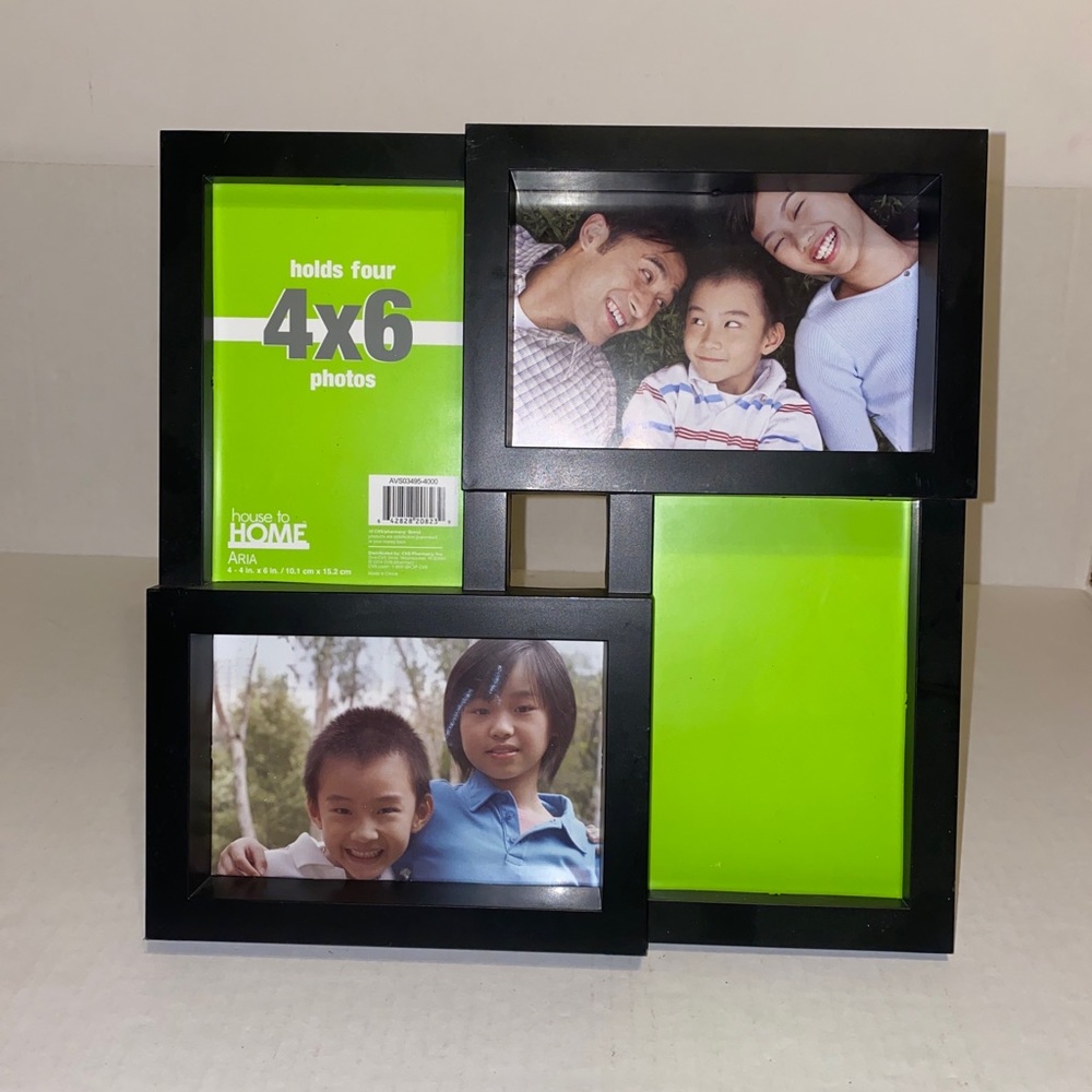 House To A Home Black 4-(4x6)Photo Picture Frame Wall Hanging Free Standing